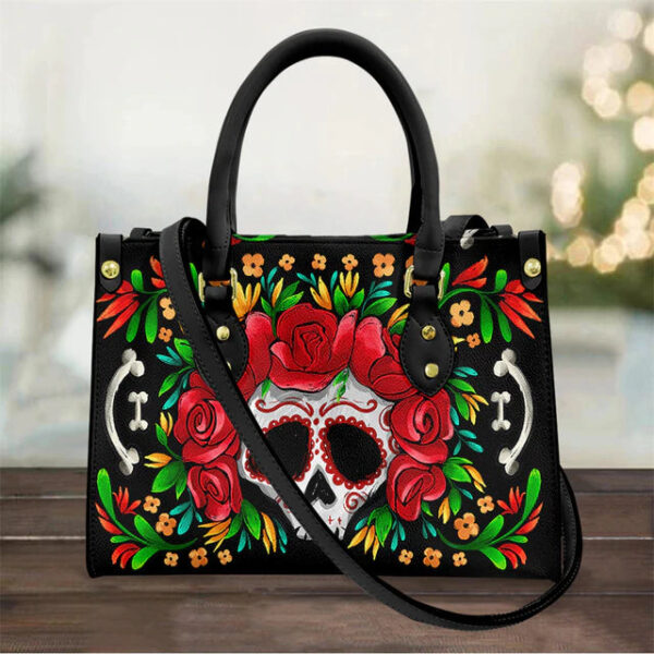 Christianart Personalized Gifts For Women, Purple Skull Leather Bag Handbag Purse for Women Fashion Small Casual Tote Luxury Shoulder Messenger Bolsa Female. - Christian Art Bag