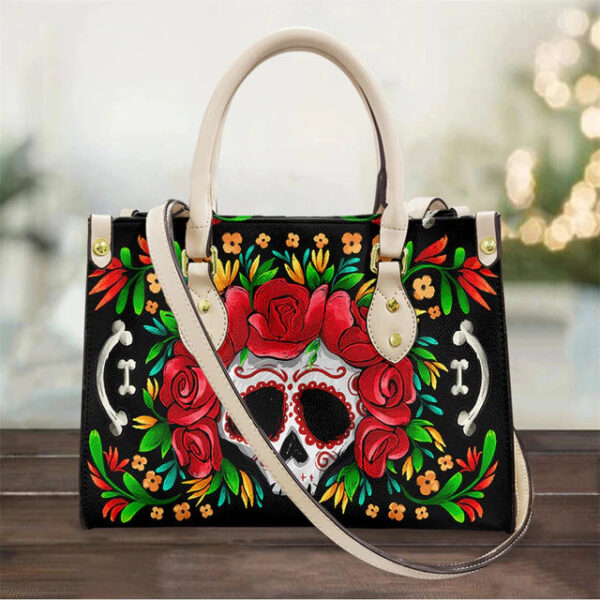 Christianart Personalized Gifts For Women, Purple Skull Leather Bag Handbag Purse for Women Fashion Small Casual Tote Luxury Shoulder Messenger Bolsa Female. - Christian Art Bag