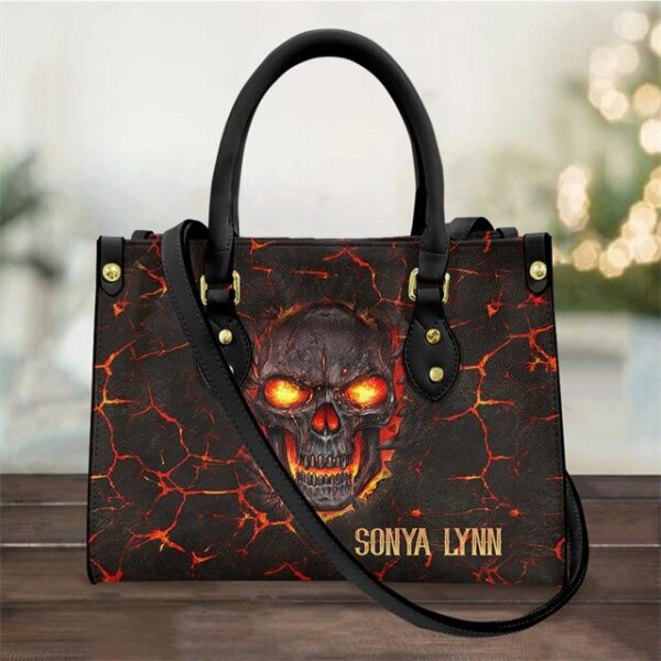 Christianart Personalized Gifts For Women, Purple Skull Leather Bag Handbag Purse for Women Fashion Small Casual Tote Luxury Shoulder Messenger Bolsa Female. - Christian Art Bag