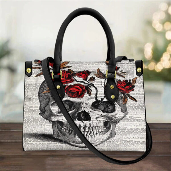 Christianart Personalized Gifts For Women, Purple Skull Leather Bag Handbag Purse for Women Fashion Small Casual Tote Luxury Shoulder Messenger Bolsa Female. - Christian Art Bag