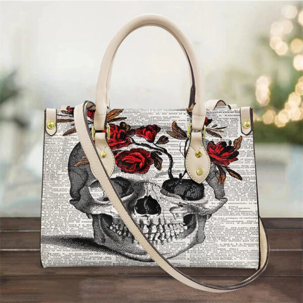 Christianart Personalized Gifts For Women, Purple Skull Leather Bag Handbag Purse for Women Fashion Small Casual Tote Luxury Shoulder Messenger Bolsa Female. - Christian Art Bag