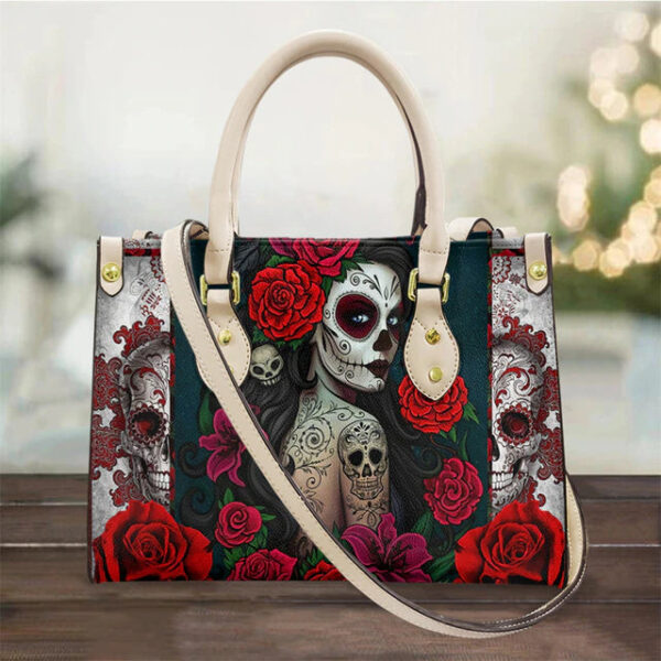 Christianart Personalized Gifts For Women, Purple Skull Leather Bag Handbag Purse for Women Fashion Small Casual Tote Luxury Shoulder Messenger Bolsa Female. - Christian Art Bag