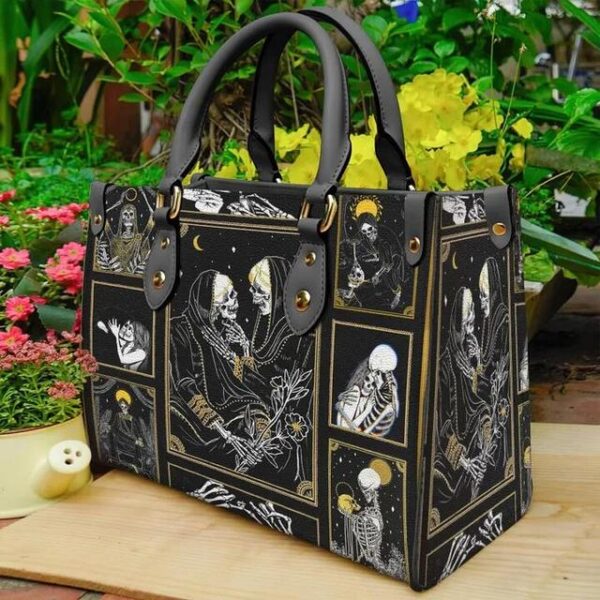 Christianart Personalized Gifts For Women, Purple Skull Leather Bag Handbag Purse for Women Fashion Small Casual Tote Luxury Shoulder Messenger Bolsa Female. - Christian Art Bag