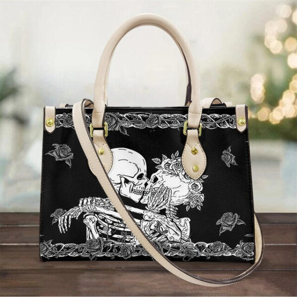 Christianart Personalized Gifts For Women, Purple Skull Leather Bag Handbag Purse for Women Fashion Small Casual Tote Luxury Shoulder Messenger Bolsa Female. - Christian Art Bag