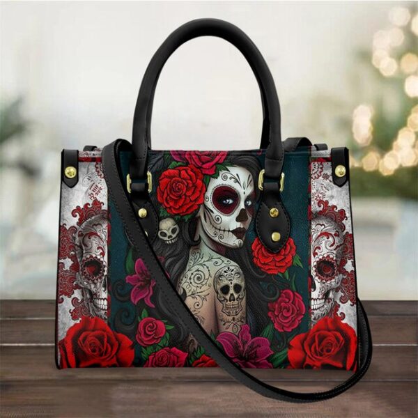 Christianart Personalized Gifts For Women, Purple Skull Leather Bag Handbag Purse for Women Fashion Small Casual Tote Luxury Shoulder Messenger Bolsa Female. - Christian Art Bag