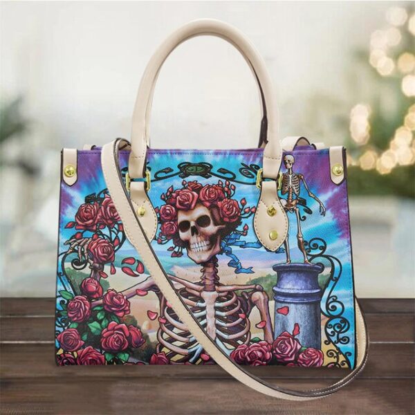 Christianart Personalized Gifts For Women, Purple Skull Leather Bag Handbag Purse for Women Fashion Small Casual Tote Luxury Shoulder Messenger Bolsa Female. - Christian Art Bag