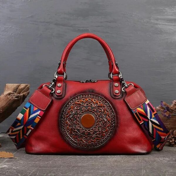 Christianartbag Handmade Leather Bag, Retro Handmade Women Handbag For Ladies Genuine Leather Should Bags Bohemian Style Soft Cow Boston Luxury Handbags, CABHMB08141023 - Christian Art Bag