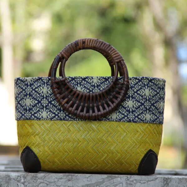 Christianartbag Handmade Bag, Retro handmade bamboo woven bag mini woven female bag literary youth storage woven rattan handbag, CABHMB03141023. - Christian Art Bag