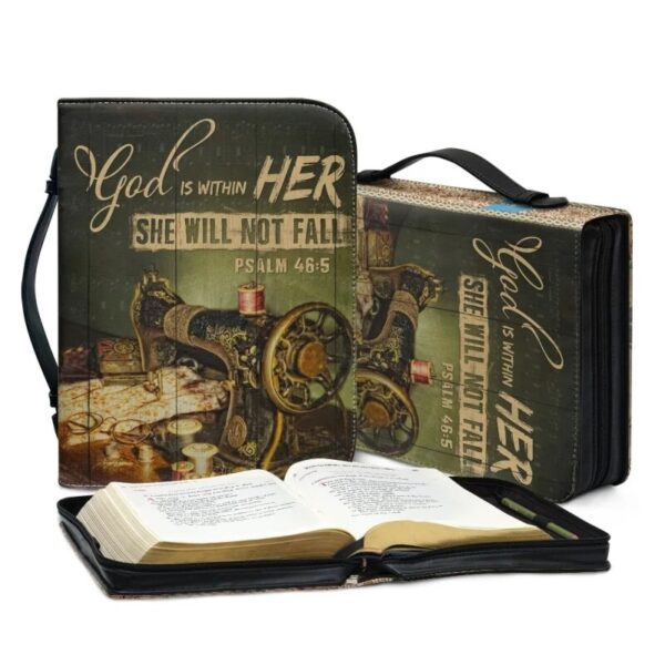 Christianartbag Bible Cover, God is Within Her She Will Not Fall Psalm 46:5 Bible Cover, Personalized Bible Cover, Sewing Bible Cover, Christian Gifts, CAB02281023. - Christian Art Bag