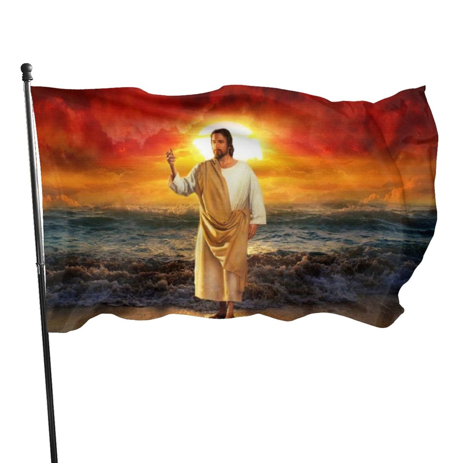 Christianartbag Flag Decor, Christianity JESUS Flag Home Room Dormitory Decoration Outdoor Decor Polyester Banners and Flags Brass Grommets Women Men Gift - Christian Art Bag