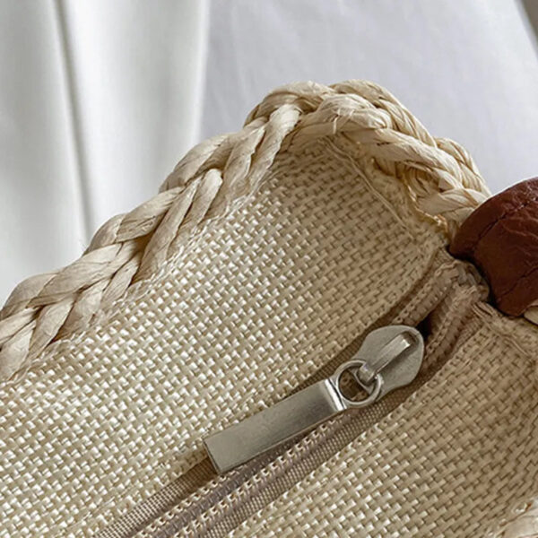 Christianartbag Handmade Bag, Summer & Autumn Straw Bag For Women Fashion Semicircle Crossbody Bags Rattan Handmade Messenger Handbag Travel Beach Bags Tote, CABHMB05141023. - Christian Art Bag