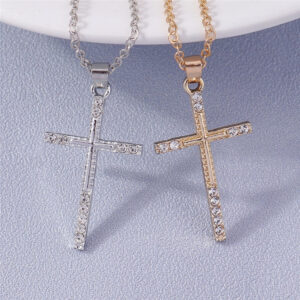 Christianartbag Jewelry, Cross Necklace for Women Men Gold Silver Color Dazzling Crystal Jesus Crucifix Necklace Christian Jewelry,CABJWL08270723 - Christian Art Bag