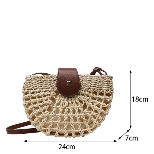 Christianartbag Handmade Bag, Summer & Autumn Straw Bag For Women Fashion Semicircle Crossbody Bags Rattan Handmade Messenger Handbag Travel Beach Bags Tote, CABHMB05141023. - Christian Art Bag