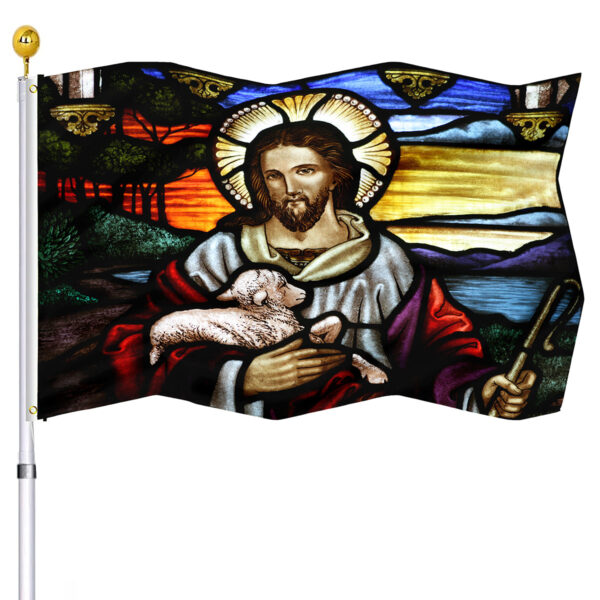 Christianartbag Flag Decor, Christianity JESUS Art Flag Home Room Dormitory Decoration Outdoor Decor Polyester Banners and Flags Brass Grommets Women Men Gift - Christian Art Bag