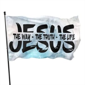 Christianartbag Flag Decor, Jesus The Way The Truth The Life Polyester Flag Durable Fade Resistant Vivid Color Inside Outdoor Flag Memorial Gift Women Men - Christian Art Bag