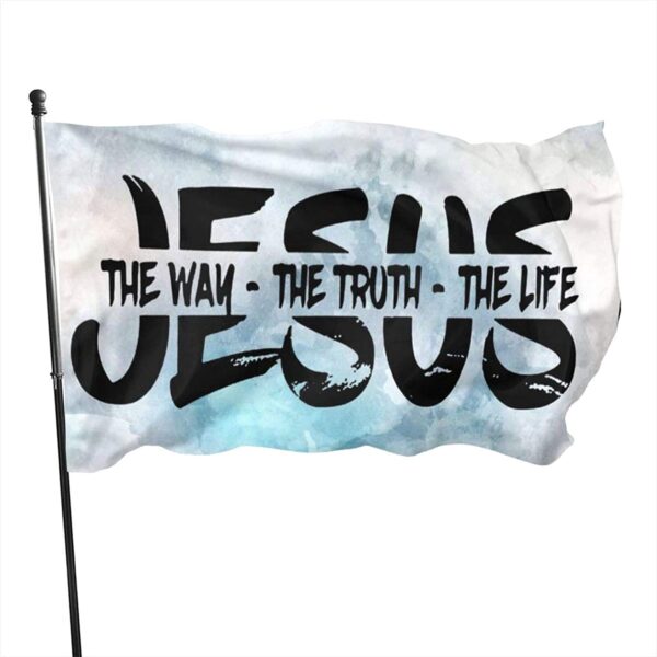 Christianartbag Flag Decor, Jesus The Way The Truth The Life Polyester Flag Durable Fade Resistant Vivid Color Inside Outdoor Flag Memorial Gift Women Men - Christian Art Bag