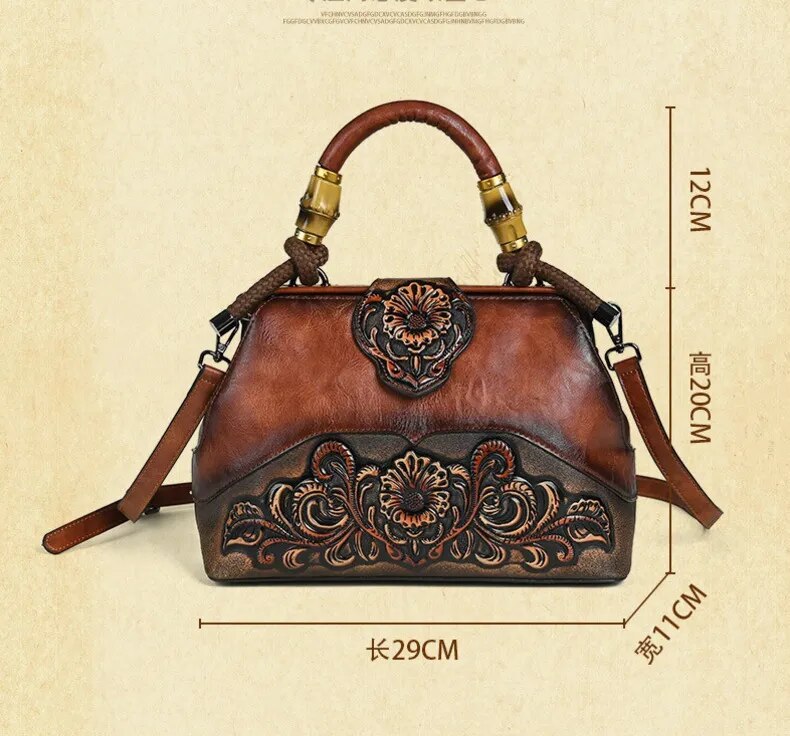 Christianartbag Handmade Leather Bag, Luxury Handbags For Women Leather Shoulder Bags New Vintage Carved Ladies Hand Bags Designer Luxury Bag, CABHMB04141023 - Christian Art Bag