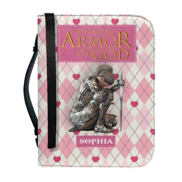 Christianartbag Bible Cover, Put On The Full Armor Of God Personalized Bible Cover, Personalized Bible Cover, Pink Bible Cover, Christmas Gift, CABBBCV01210823. - Christian Art Bag