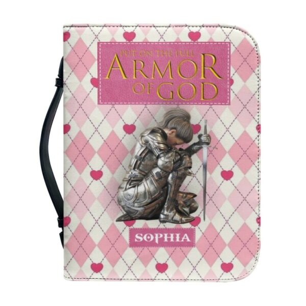 Christianartbag Bible Cover, Put On The Full Armor Of God Personalized Bible Cover, Personalized Bible Cover, Pink Bible Cover, Christmas Gift, CABBBCV01210823. - Christian Art Bag