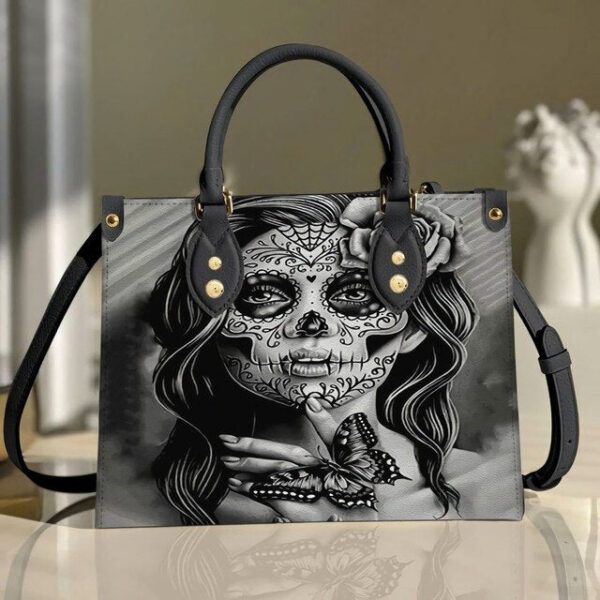 Christianart Personalized Gifts For Women, Purple Skull Leather Bag Handbag Purse for Women Fashion Small Casual Tote Luxury Shoulder Messenger Bolsa Female. - Christian Art Bag