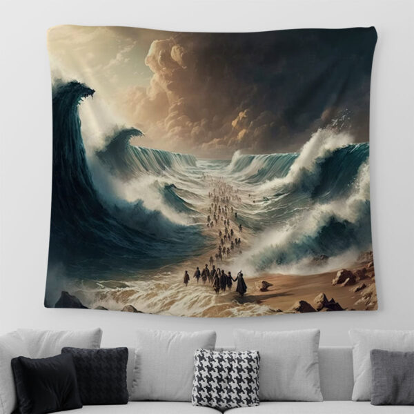 Christianartbag Tapestry, Moses Parting the Red Sea Tapestry, Jesus Christ Tapestry Wall Art, Tapestry Wall Hanging, Christian Wall Art, Tapestries, CABTP01080923. - Christian Art Bag