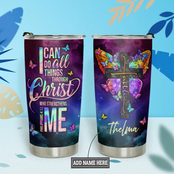 Christianartbag Drinkware, I Can Do All Things Through Christ Philippians 4:13, Personalized Mug, Stainless Steel Tumbler, Christmas Gift, CABTB01270723. - Christian Art Bag