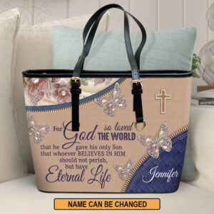 Christianart Handbag, Personalized Hand Bag, For God So Loved The World, Personalized Gifts, Gifts for Women. - Christian Art Bag