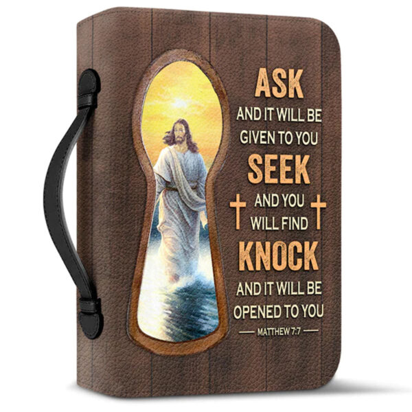 Christianartbag Bible Cover, Knock And It Will Be Opened To You Matthew 7:7, Personalized Bible Cover, Gifts For Women, Christmas Gift, CABBBCV04090823. - Christian Art Bag