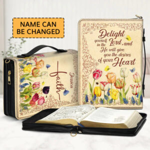 Christianartbag Bible Cover, Delight Yourself In The Lord, Personalized Bible Cover, Gifts For Women, Gifts For Men, Christmas Gift, CABBBCV01020823. - Christian Art Bag