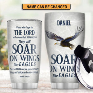 Christianartbag Drinkware, They Will Soar On Wings Like Eagles Personalized Tumbler , Personalized Mug, Purple Pink Tumbler, Christian Gift, CABTB12160823. - Christian Art Bag