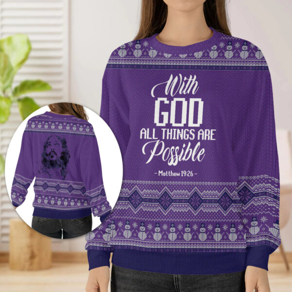 Christianartbag 3D Sweater, With God All Things Are Possible, Unisex Sweater, Christmas Gift. - Christian Art Bag