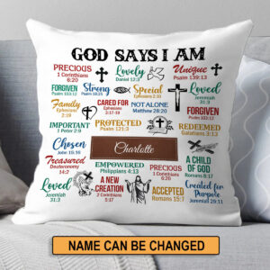 Christianartbag Pillow, GOD Says I Am, Personalized Throw Pillow, Christian Gift, Christian Pillow, Christmas Gift. - Christian Art Bag