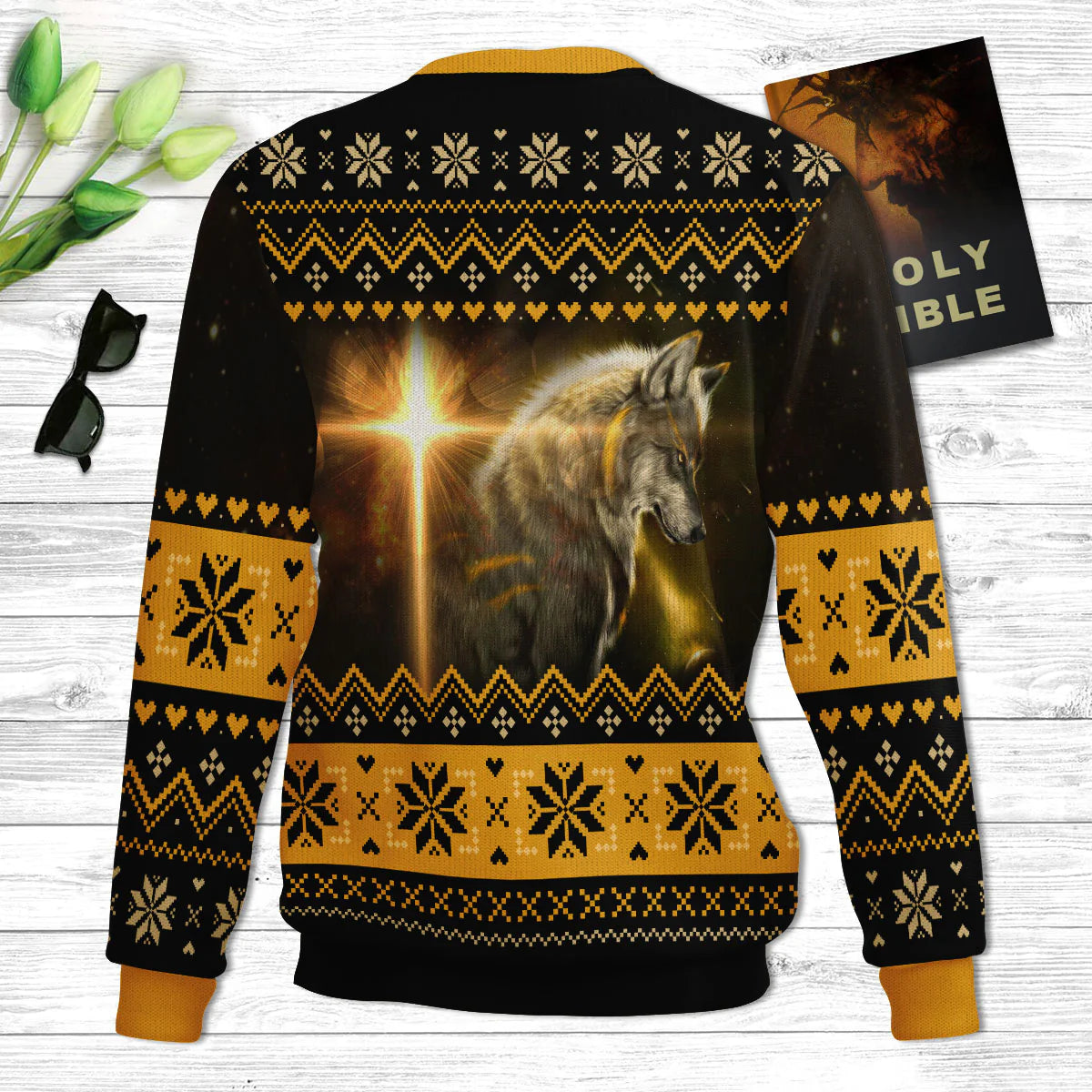 Christianartbag 3D Sweater, Believe In The Lord Jesus Wolf & Cross, Unisex Sweater, Christmas Gift. - Christian Art Bag