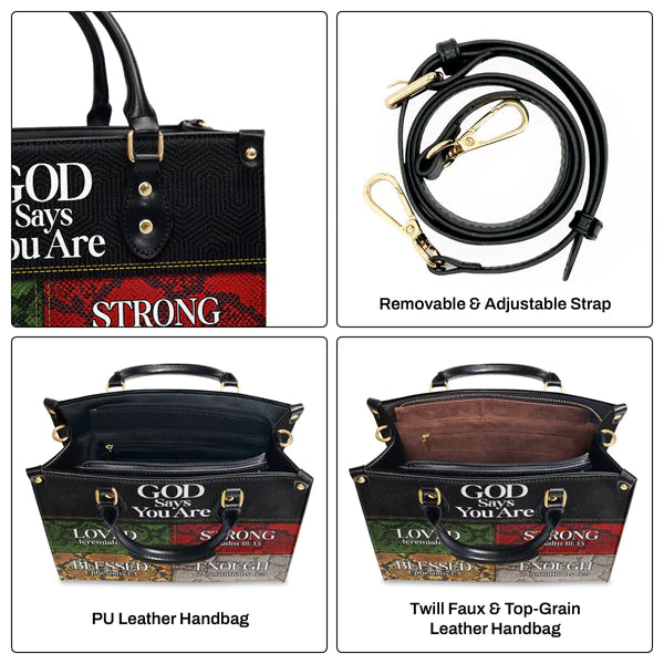 Christianartbag Handbags, God Says You Are Love Strong Blessed Enough Leather Bags, Personalized Bags, Gifts for Women, Christmas Gift, CABLTB09290723. - Christian Art Bag