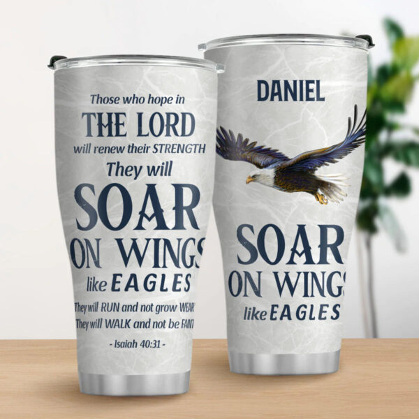 Christianartbag Drinkware, They Will Soar On Wings Like Eagles Personalized Tumbler , Personalized Mug, Purple Pink Tumbler, Christian Gift, CABTB12160823. - Christian Art Bag