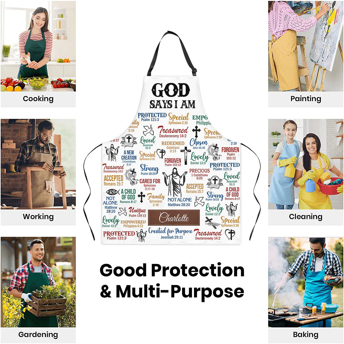 Christianartbag Apron, I Will Walk By Faith Even I Cannot See, God Says I Am, Apron for Women, Gift For Women, Christmas Gift, - Christian Art Bag