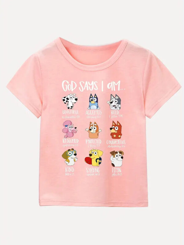 Christianartbag T-shirt, Cute Dogs And GOD SAYS Letter Print T-Shirt, Children's Printed T-Shirts, CABTK03190923. - Christian Art Bag