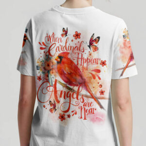 Christianartbag 3D T-Shirt For Women, When Cardinals Appear Angels Are Near,Christian Shirt, Faithful Fashion, 3D Printed Shirts for Christian Women - Christian Art Bag