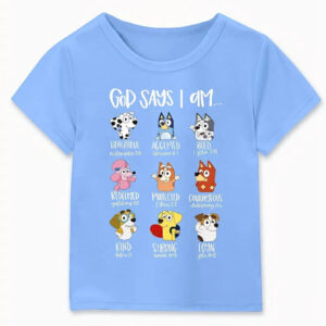 Christianartbag T-shirt, Cute Dogs And GOD SAYS Letter Print T-Shirt, Children's Printed T-Shirts, CABTK03190923. - Christian Art Bag