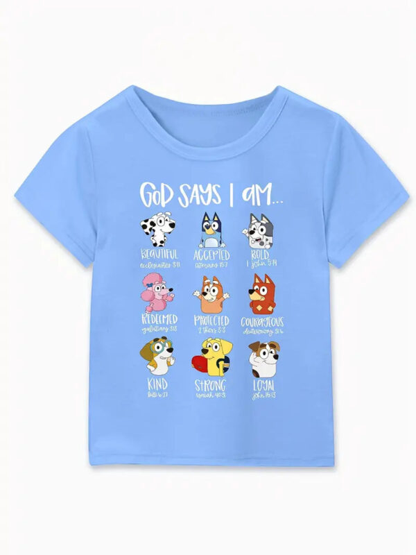 Christianartbag T-shirt, Cute Dogs And GOD SAYS Letter Print T-Shirt, Children's Printed T-Shirts, CABTK03190923. - Christian Art Bag