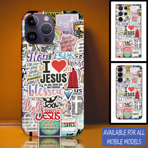 Christianartbag Phone Case, I Love Jesus All Day Sticker Phone Case, Personalized Phone Case, Christian Phone Case,  Jesus Phone Case,  Bible Verse Phone Case, CABPC06280723