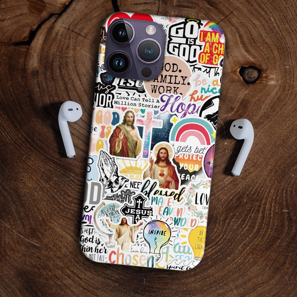 Christianartbag Phone Case, Jesus Cross Love Sticker Phone Case, Personalized Phone Case, Christian Phone Case,  Jesus Phone Case,  Bible Verse Phone Case, CABPC04280723 - Christian Art Bag