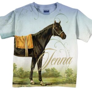 Girls Horse T-Shirt, Personalized Equestrian Shirt, Top, Children's Clothing - Christian Art Bag