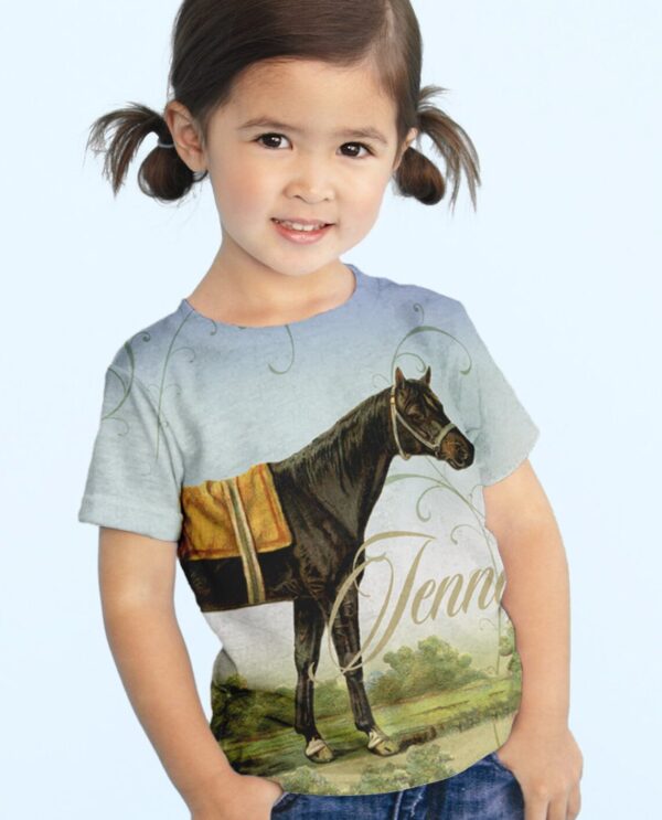 Girls Horse T-Shirt, Personalized Equestrian Shirt, Top, Children's Clothing - Christian Art Bag