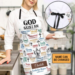 Christianartbag Apron, I Will Walk By Faith Even I Cannot See, God Says I Am, Apron for Women, Gift For Women, Christmas Gift, - Christian Art Bag