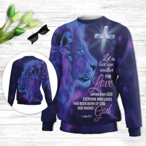 Christianartbag 3D Sweater, For Love Comes From God Lion & Cross, Unisex Sweater, Christmas Gift. - Christian Art Bag